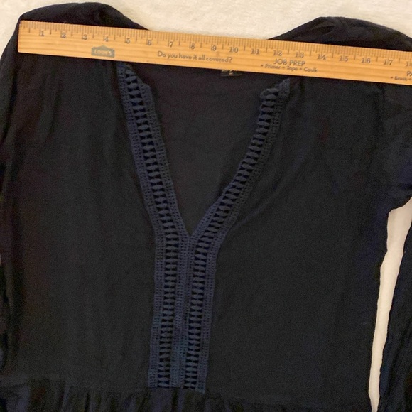 Athena Women’s Sheer Black V Neck Tunic size Medium Embroidered Swim Coverup - Picture 9 of 10